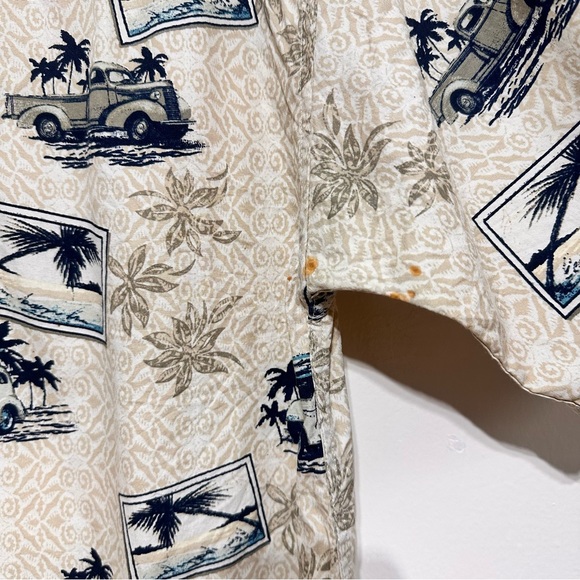 Puritan Men’s Vintage Palm Tree Vintage Car Button Down Short Sleeves Shirt M - Picture 5 of 10